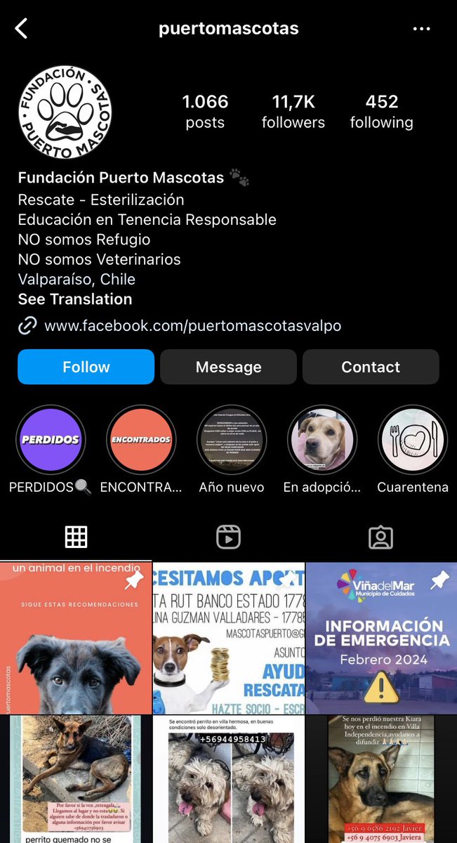 estas 4 cuentas en instagram están publicando animales perdidos/encontrados, para que se les haga mas fácil buscar a sus mascotas!!!

 #IncendioForestal 
#Valparaiso #VinadelMar #VRegion
