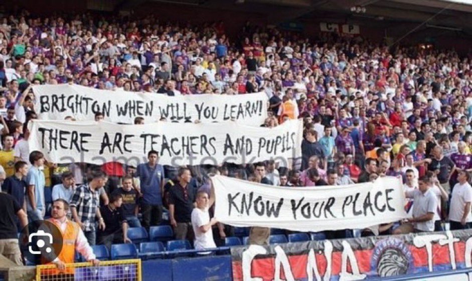 ‘Palace when will you learn! There are teachers and pupils, know your place! That GAP between us and you, is bigger then ever has been. Enjoy your relegation battle. #bhafc #cpfc