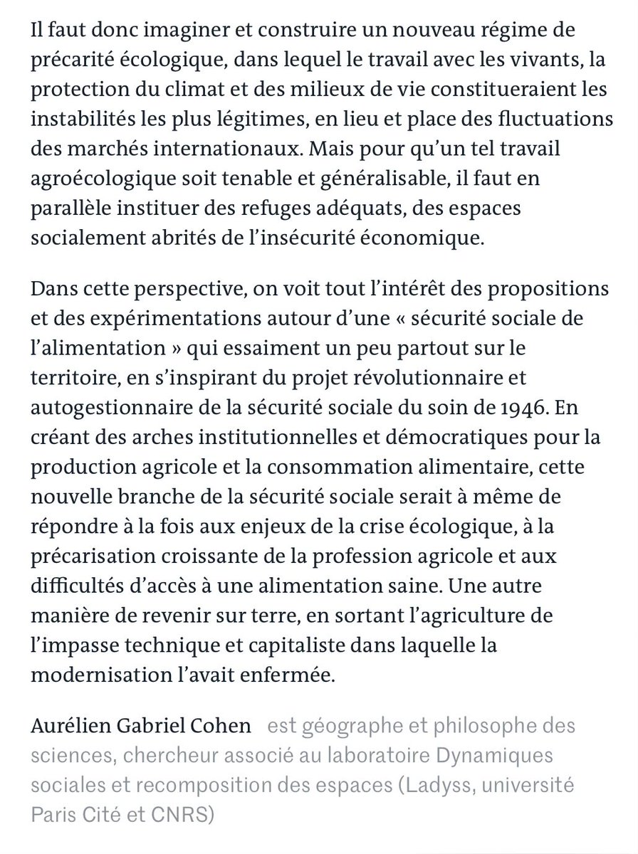mclucal's tweet photo. Rare : dans Le Monde, le carcan néolibéral et même le capitalisme est remis en cause. Bonne tribune de @augabcoh sur la Sécurité sociale de l’alimentation, solution indispensable pour régler les contradictions du productivisme dans l’agriculture et protéger l’environnement. https://t.co/13sVe4WeWu