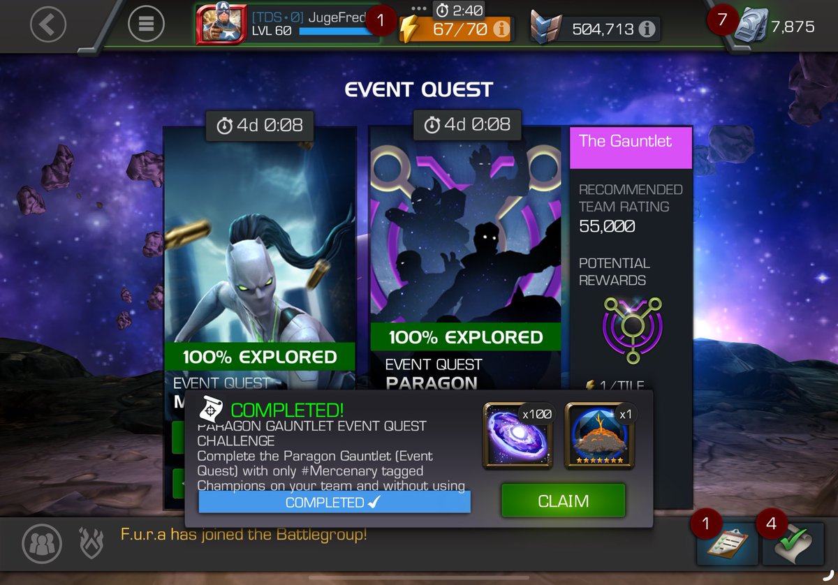 JugeFredd's tweet photo. C’est passé avec quelques boosts et réas ✌🏾#Deathless #KingGroot #MCOC https://t.co/xEQ74MOMZ4