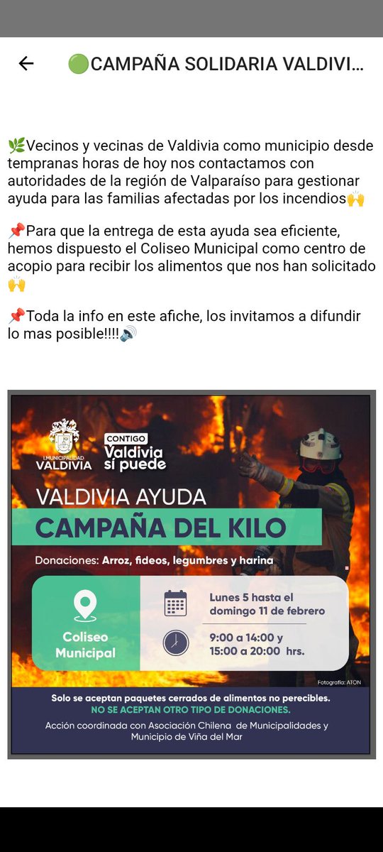 bli2255102021's tweet photo. Atención #Valdiviacl #Valdivia
Para los que estamos lejos solo nos queda apoyar este tipo de ayuda y ponernos con platita para @BomberosdeChile https://t.co/RZ70CySBZe