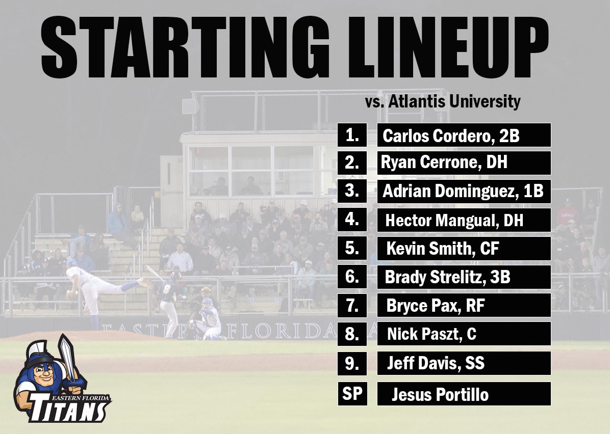 The lineup for today’s game vs Atlantis University
