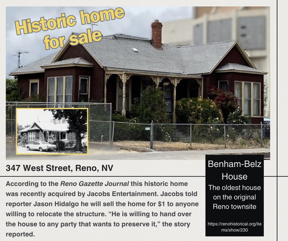 historicrenonv's tweet photo. Opportunity to save one of Reno's oldest homes. https://t.co/JvSXQToJIr