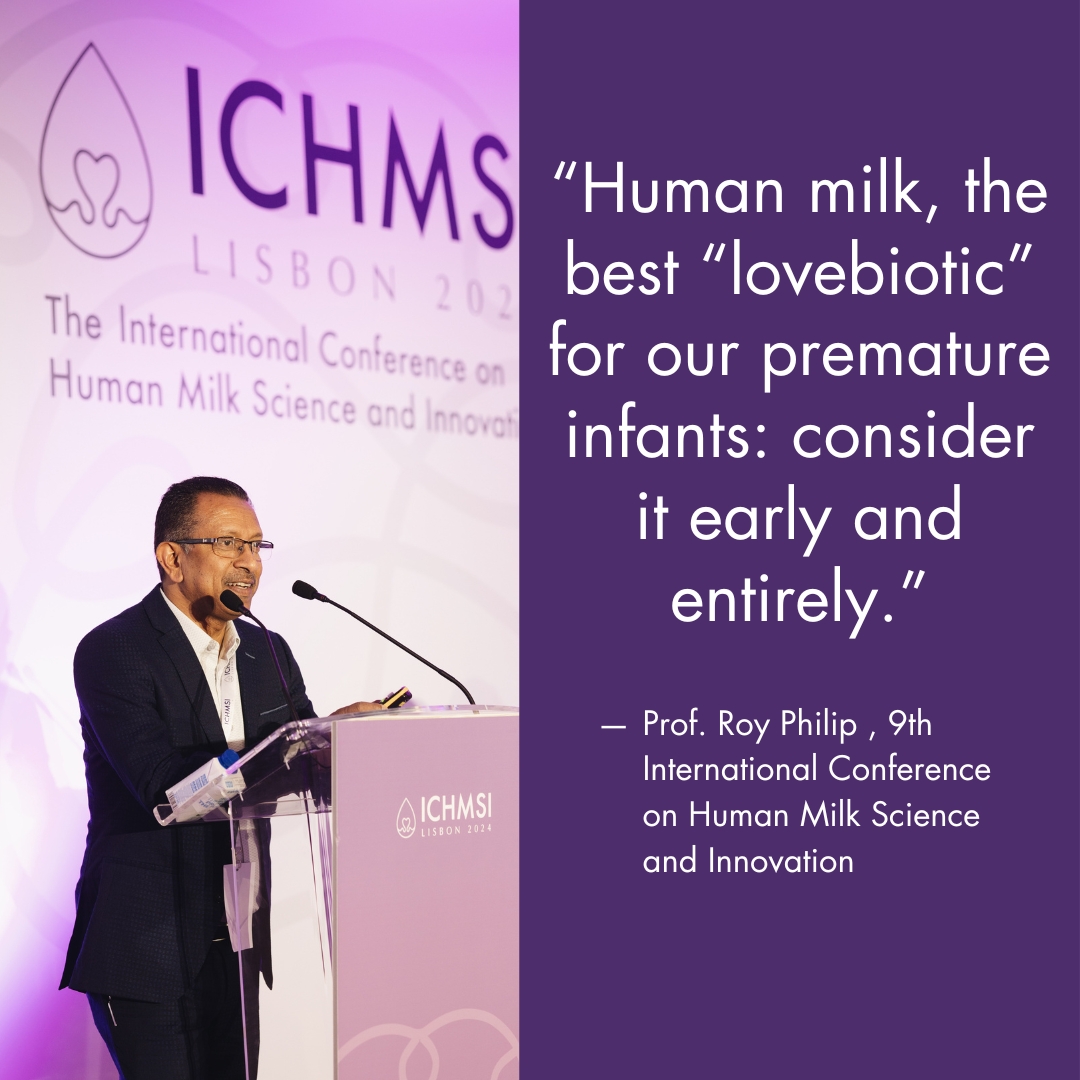 prolacta's tweet photo. Unlocking the power of human milk in neonatal care! Prof. Roy Philip's insight at #ICHMSI24 shines a spotlight on its role as a "lovebiotic" for premature infants.
#ICHMSI #HumanMilkScience #NICUResearch https://t.co/eWEbh7qtQd