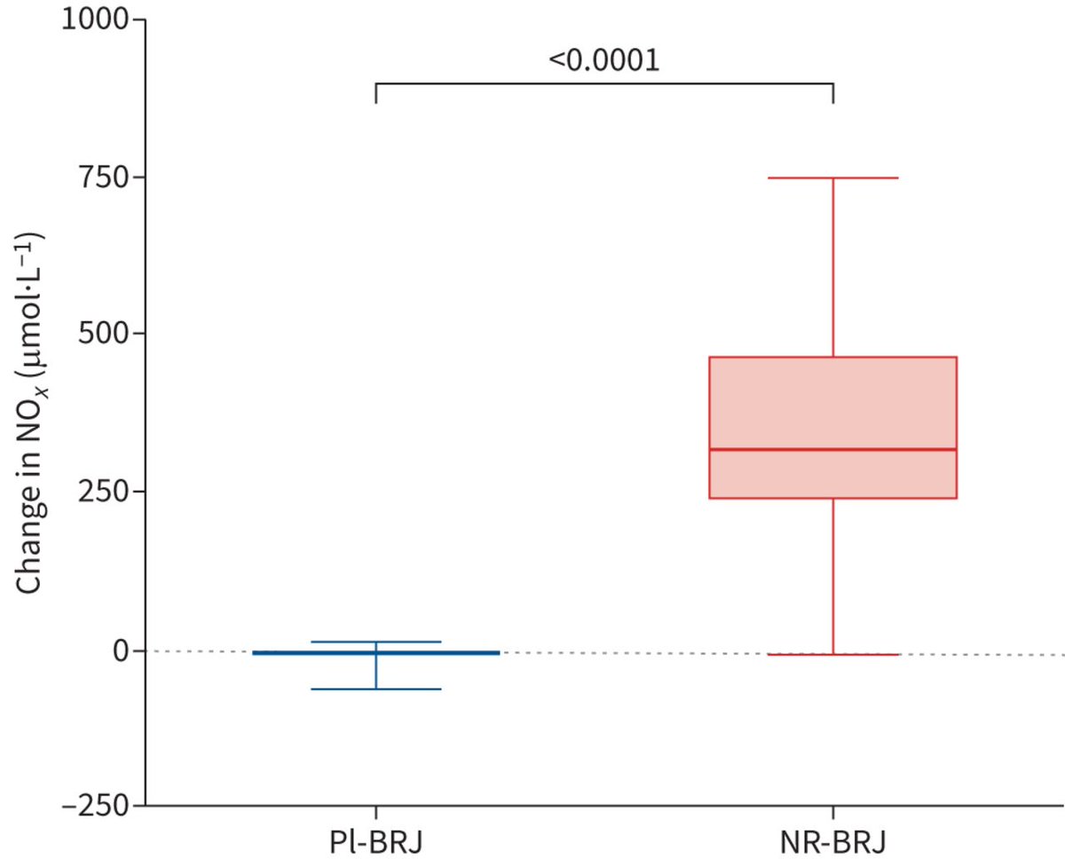 European Respiratory Journal: The ON-BC trial shows that 12 weeks of oral nitrate supplementation, in the form of beetroot juice, lowers blood pressure, improves vascular function and increases exercise capacity in people with COPD bit.ly/3MAGiZM