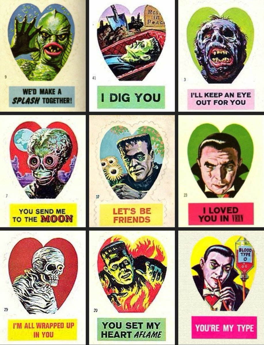 vintage horror valentine's day cards