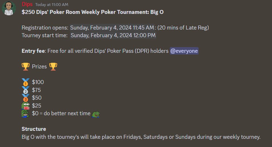 DipsPoker's tweet photo. There's still time to get a pass!

There are still two passes listed at 0.033 ETH... 

https://t.co/zlVIMhja4S https://t.co/MQfVOADnue