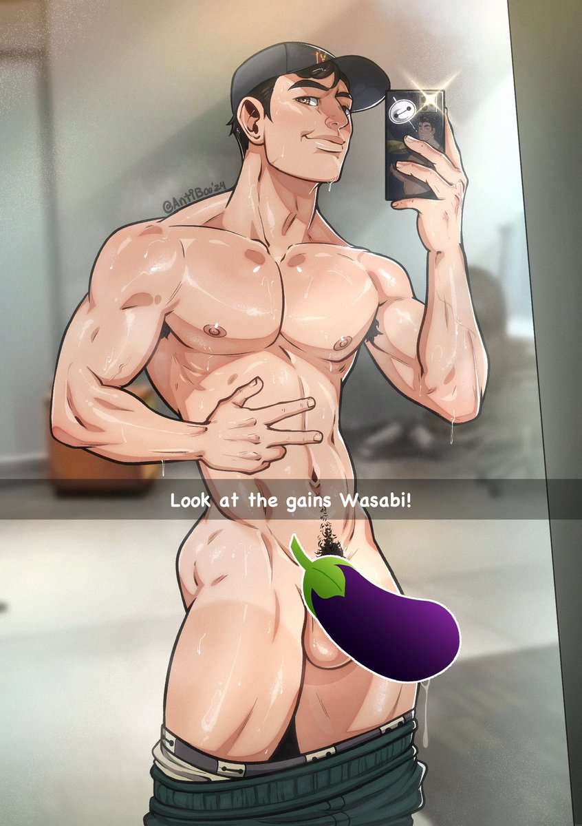 AntiBooX's tweet photo. Tadashi likes to tease Wasabi when he’s all alone in his lab. Especially after the gym 💪🏽 
-
That dirty tease 😛 https://t.co/pwQuHz0rNz