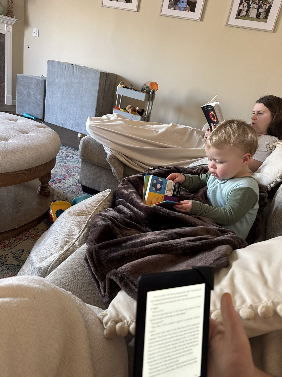 Slow Saturday mornings at the Reeder house are a gift. Even more a gift when little man decides he wants to get a blanket and a book like mama &amp; daddy. #sabbath