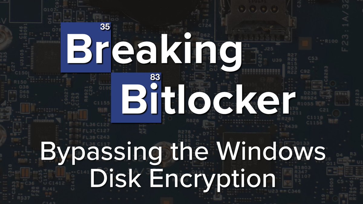 Breaking Bitlocker: Bypassing the Windows Disk Encryption - using less than $10 of equipment

youtube.com/watch?v=wTl4vE…