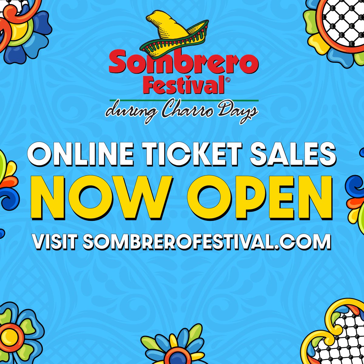 Online tickets on sale now at SombreroFestival.com

#SombreroFestival #SF24 #BrownsvilleTexas
#LosDosCarnales
#BandaLosRecoditos
#ElPoderDelNorte