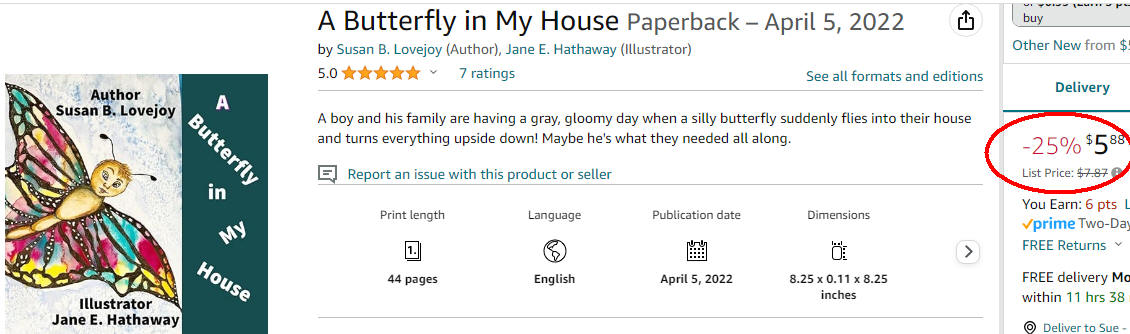Amazon did a random sale for 2 of my books. Not sure for how long, but great discounts!
#kidsbooks   #youth
A Butterfly in My House at 25% off:
amazon.com/Butterfly-My-H…
Her Alien Children at 42% off:
amazon.com/Her-Alien-Chil…