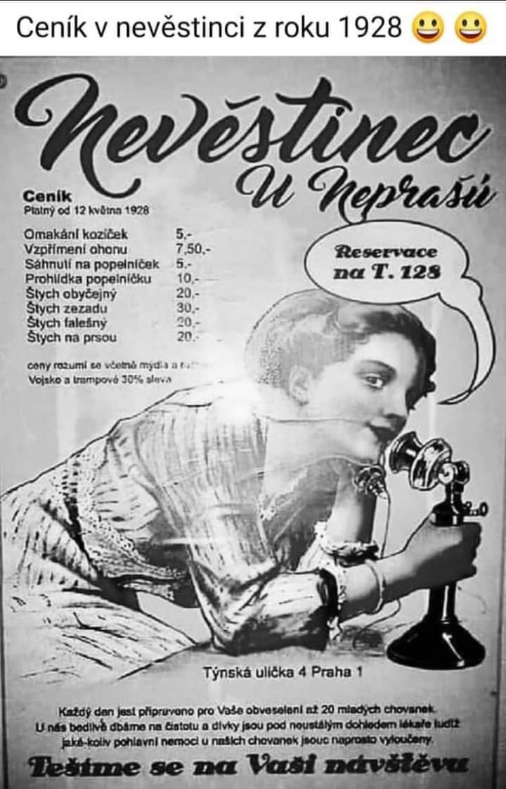 MocnyPetr62670's tweet photo. Ceníček sexuálních služeb z roku 1928 🔞 https://t.co/9S38FB3lSs