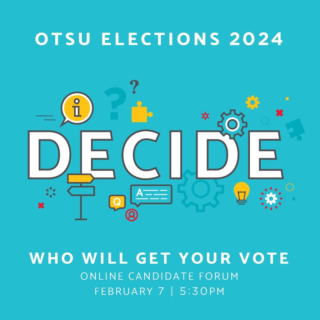 📣 Your 2024 candidates have been announced! ⁠
⁠
Go to otsu.ca/elections/deci… to see who is running, and decide who you want representing your student needs! 

All Candidates Forum: Feb. 7 @ 5:30pm.—hear candidates' platforms and ask questions.⁠
⁠
Voting period: Feb. 12—14