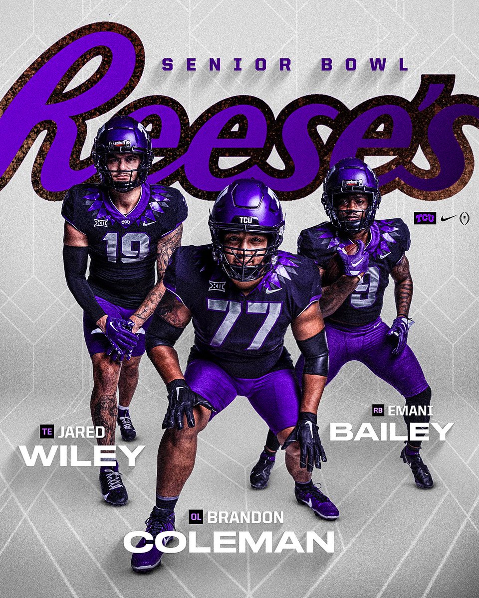 Good Luck to our FROGS playing today in the Reese’s Senior Bowl 🐸‼️ @Jaredwiley23 @b_coleman77 @ethabeast9 #GoFrogs | #ProFrogs | @seniorbowl