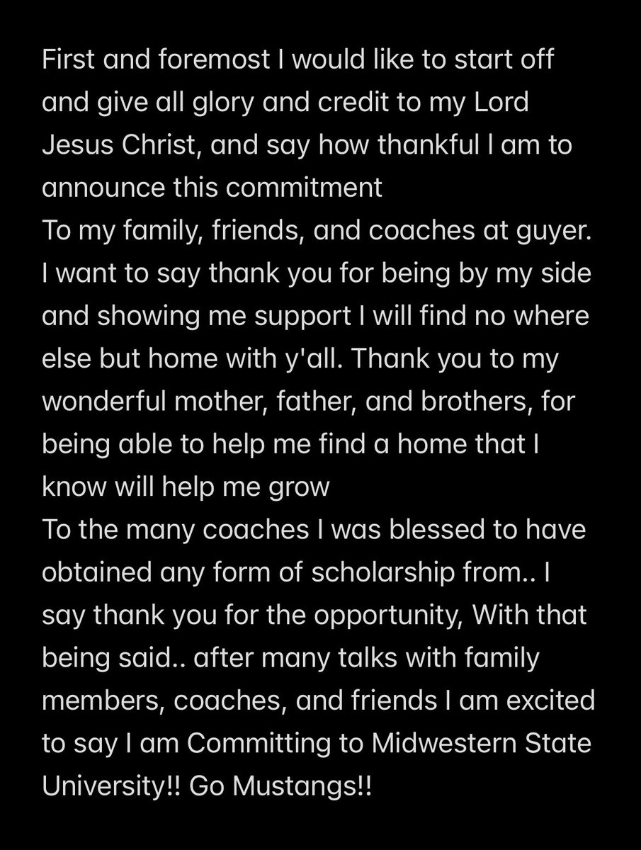 Pelumi Olanipekun (@pelumiolanipek1) on Twitter photo 100% committed!!!
@coachfrazierOB @coachfrazierOB <a href="/MSUTexasFB/">Midwestern State Football</a> <a href="/teason97/">Tim Eason</a> <a href="/mike_gallegos16/">Mike Gallegos</a> <a href="/kylekeese/">Kyle Keese</a> <a href="/ReedHeim/">Coach Heim</a> <a href="/DentonGuyer_FB/">Denton Guyer Football</a> 100% committed!!!
@coachfrazierOB @coachfrazierOB <a href="/MSUTexasFB/">Midwestern State Football</a> <a href="/teason97/">Tim Eason</a> <a href="/mike_gallegos16/">Mike Gallegos</a> <a href="/kylekeese/">Kyle Keese</a> <a href="/ReedHeim/">Coach Heim</a> <a href="/DentonGuyer_FB/">Denton Guyer Football</a>