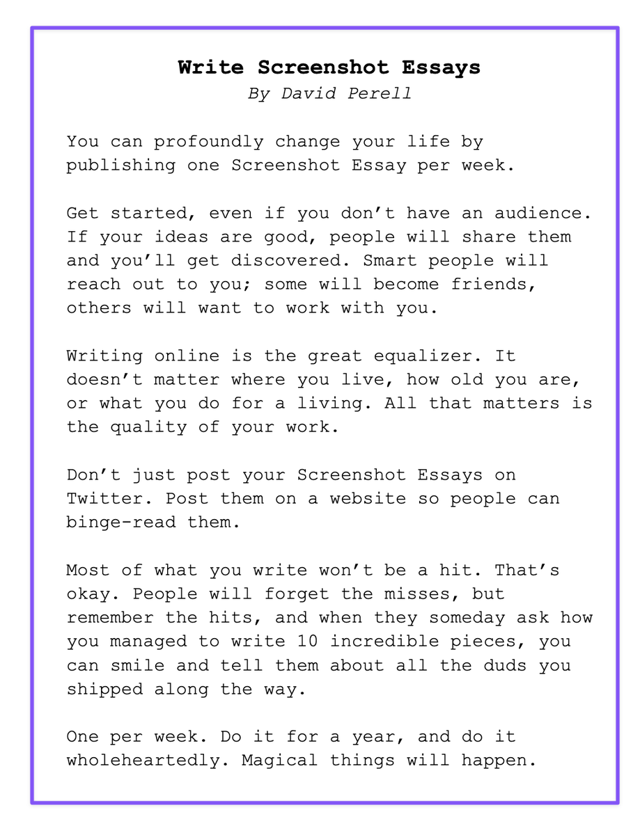 david_perell's tweet image. Share one idea per week. Do it well, do it every week for a year, and magical things will come your way.