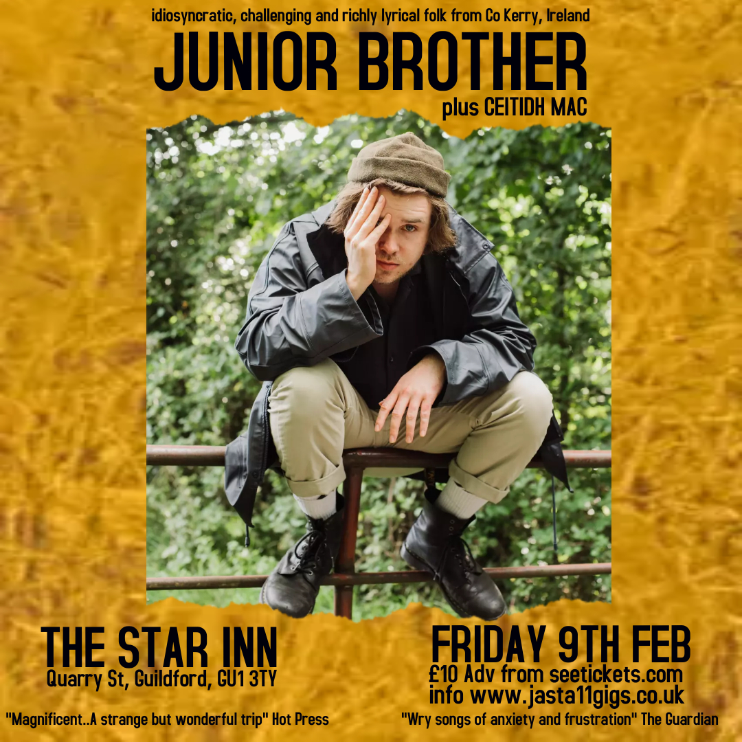 THIS FRIDAY (Feb 9)!! Catch Irish folk singer/songwriter @JuniorBrotherIE and his band at @StarGuildford with support from @Ceitidh_Mac Find out more and grab a ticket jasta11gigs.co.uk/juniorbrother