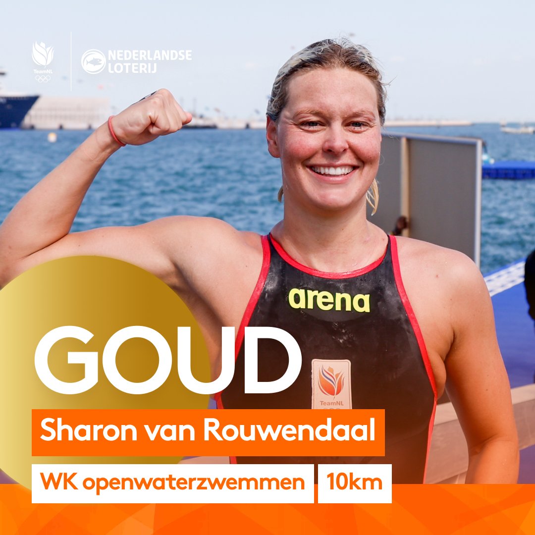 WERELDKAMPIOEN!🥇

Sharon van Rouwendaal is vanmorgen in Doha voor de 2e keer in haar carrière wereldkampioen geworden op de 10 km en is daarmee gelijk gekwalificeerd voor de Olympische Spelen van Parijs🤩

#TeamNLopenwaterzwemmen #AquaDoha2024 #NederlandseLoterij #SamenSterker