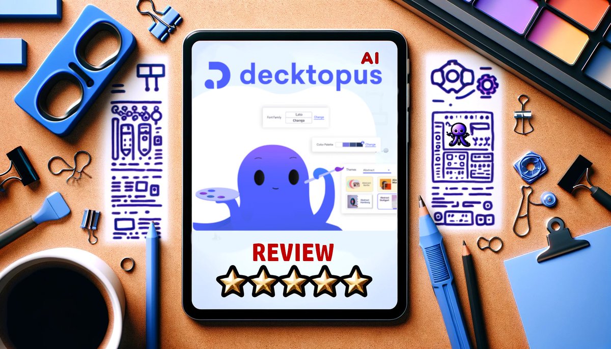 EliteTechReview's tweet photo. Sick of creating #presentations the traditional way? @decktopus makes this tedious task as easy as 1-2-3 - supported by #AI! 

Check out our Review on YouTube: https://t.co/0QWQeDPU7f

Or try it right away: https://t.co/wDb8dPxQlt

#aitools #businesstips #deckbuilder https://t.co/qSF5z6zJOl