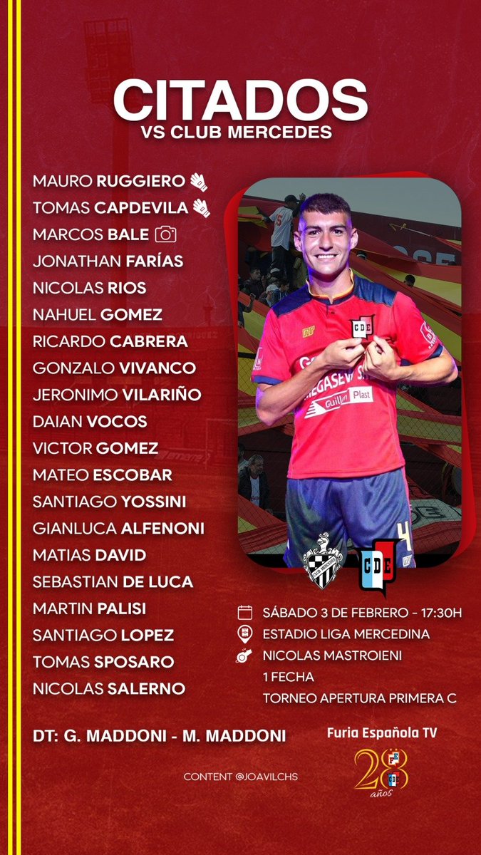 Desde las 17.30 juegan en la <a href="/ligamercedina/">Liga Mercedina</a> Club Mercedes y el Deportivo Español, entradas en la misma cancha. Empieza la Primera C para el "Blanquinegro".⚽️
