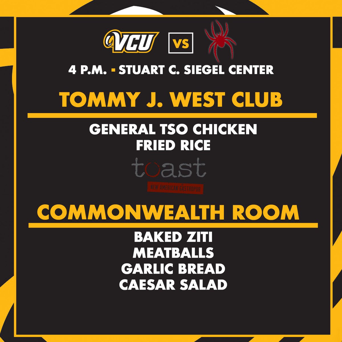 VCURAF's tweet photo. Excited to welcome you back to the Stuart C. Siegel Center today for the Capital City Classic!

Click ⬇️ for all hospitality details for today's game at 4 p.m. vs. Richmond!

https://t.co/tfKB8e5JM8

#LetsGoVCU https://t.co/G9H74oEzuB