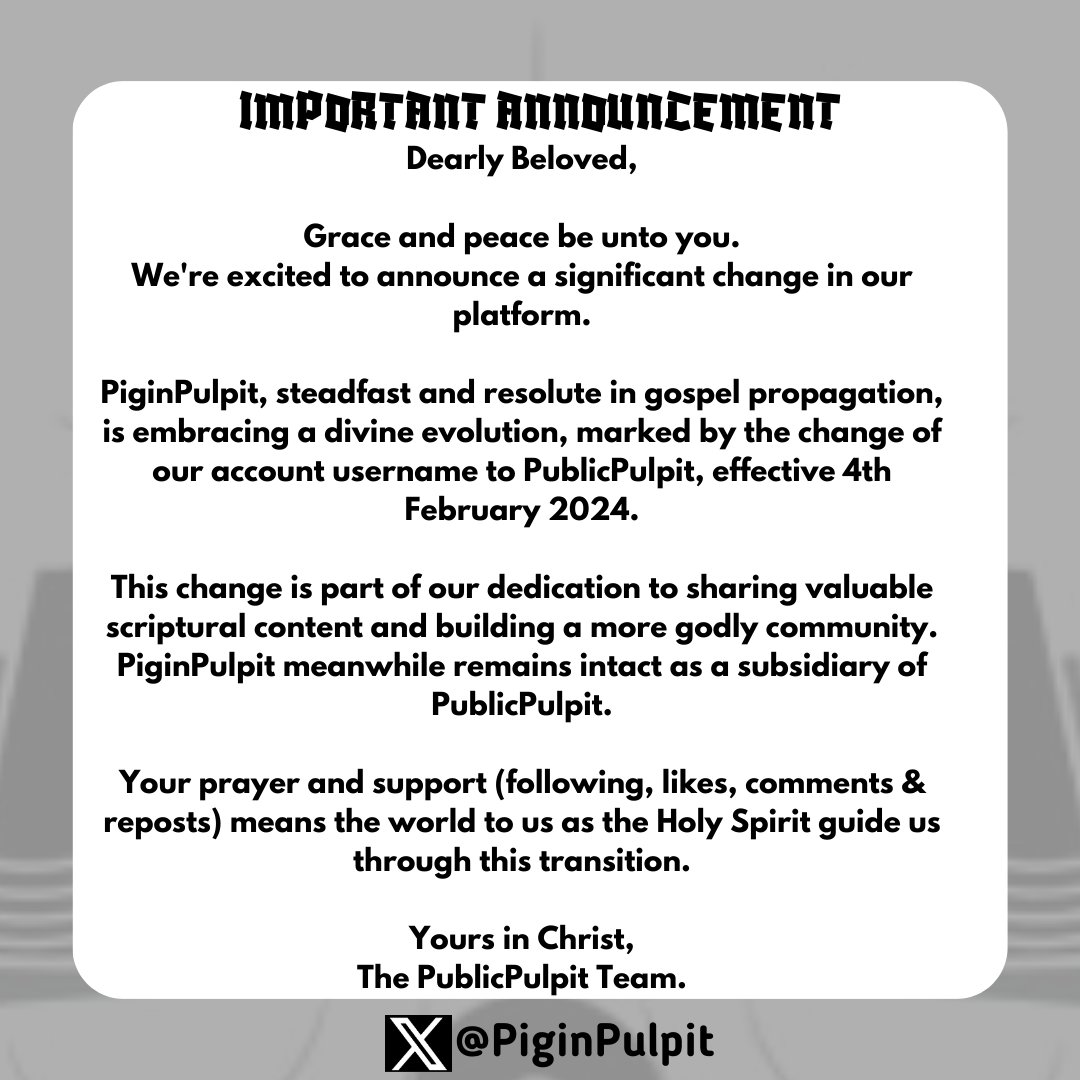 PublicPulpit's tweet image. PublicPulpit is here in Jesus Name 🔥🔥🔥
#PiginPulpit 》》》#PublicPulpit
