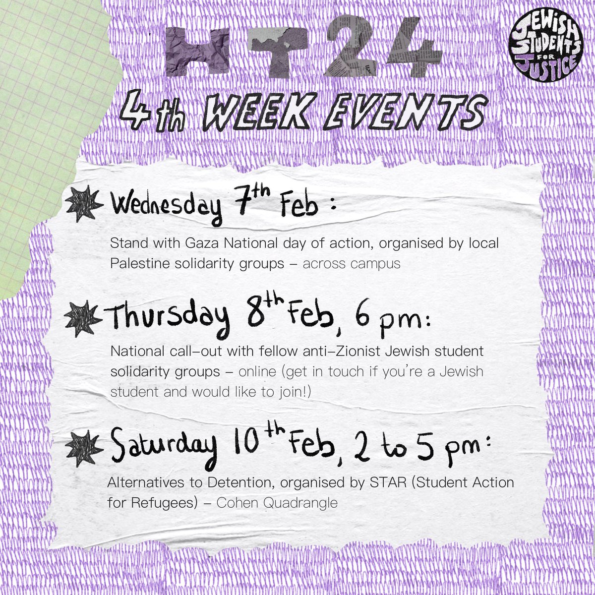 JSJ_Solidarity's tweet photo. 4th week’s events! https://t.co/9EIlydt8tk