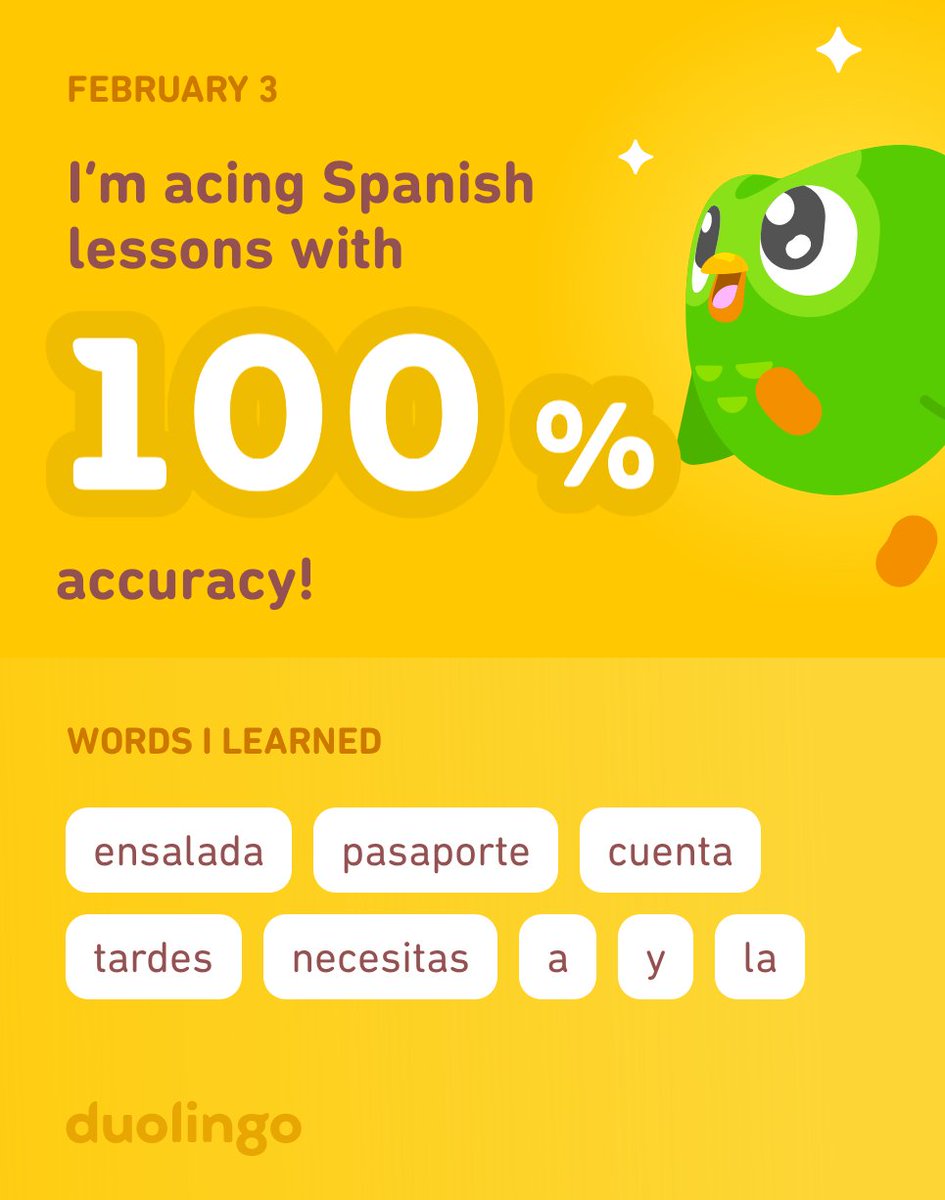 I’m learning Spanish on Duolingo! It’s free, fun, and effective.