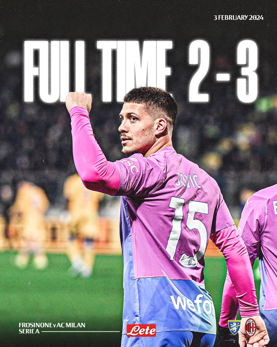+3 ✅

#FrosinoneMilan #SempreMilan 
Brought to you by <a href="/Acqua_Lete/">Acqua Lete</a>