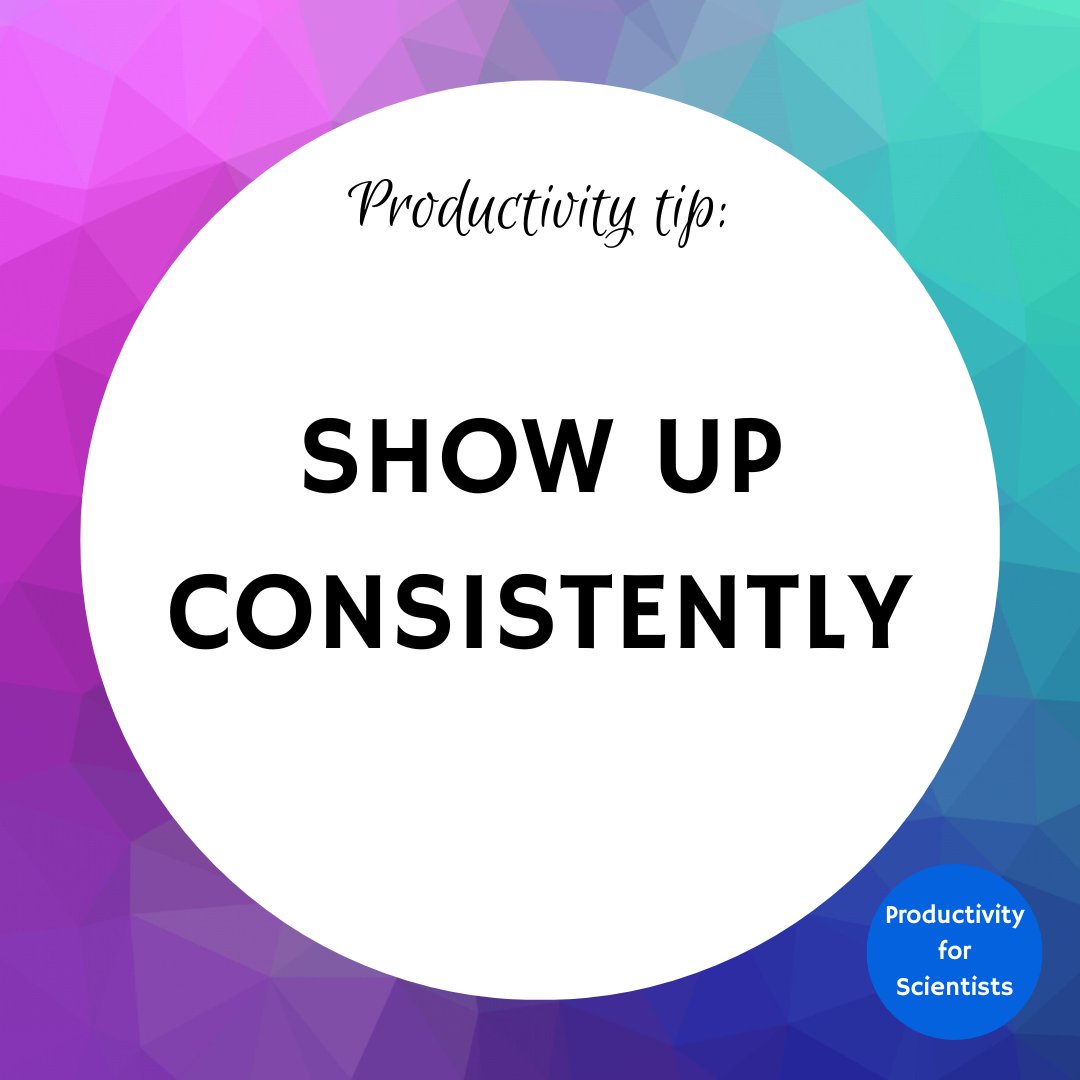 #ProductivityTipOfTheMonth 💥 When you have a big project to complete, it's crucial to show up CONSISTENTLY.📌 So long as you keep showing up, you WILL have breakthroughs! To make it easier, join my daily #writing sessions: tinyurl.com/writingspring2… #postdoc #phd #academicchatter