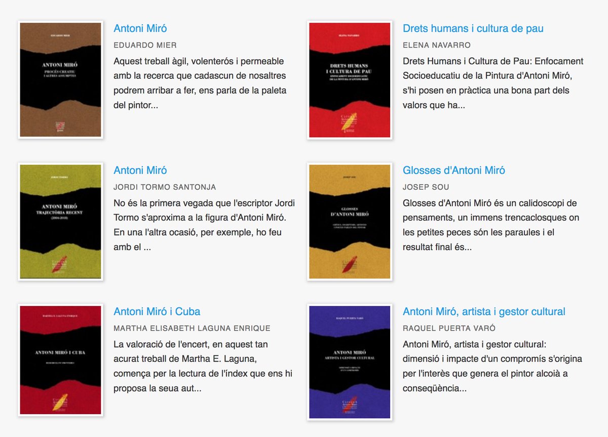 Antoni Miró (@antonimiro) on Twitter photo Consulta i/o descarrega les noves publicacions de la Càtedra Antoni Miró d'Art Contemporani de la <a href="/UA_Universitat/">Universitat Alacant</a> a l'enllaç rua.ua.es/dspace/handle/… Consulta i/o descarrega les noves publicacions de la Càtedra Antoni Miró d'Art Contemporani de la <a href="/UA_Universitat/">Universitat Alacant</a> a l'enllaç rua.ua.es/dspace/handle/…