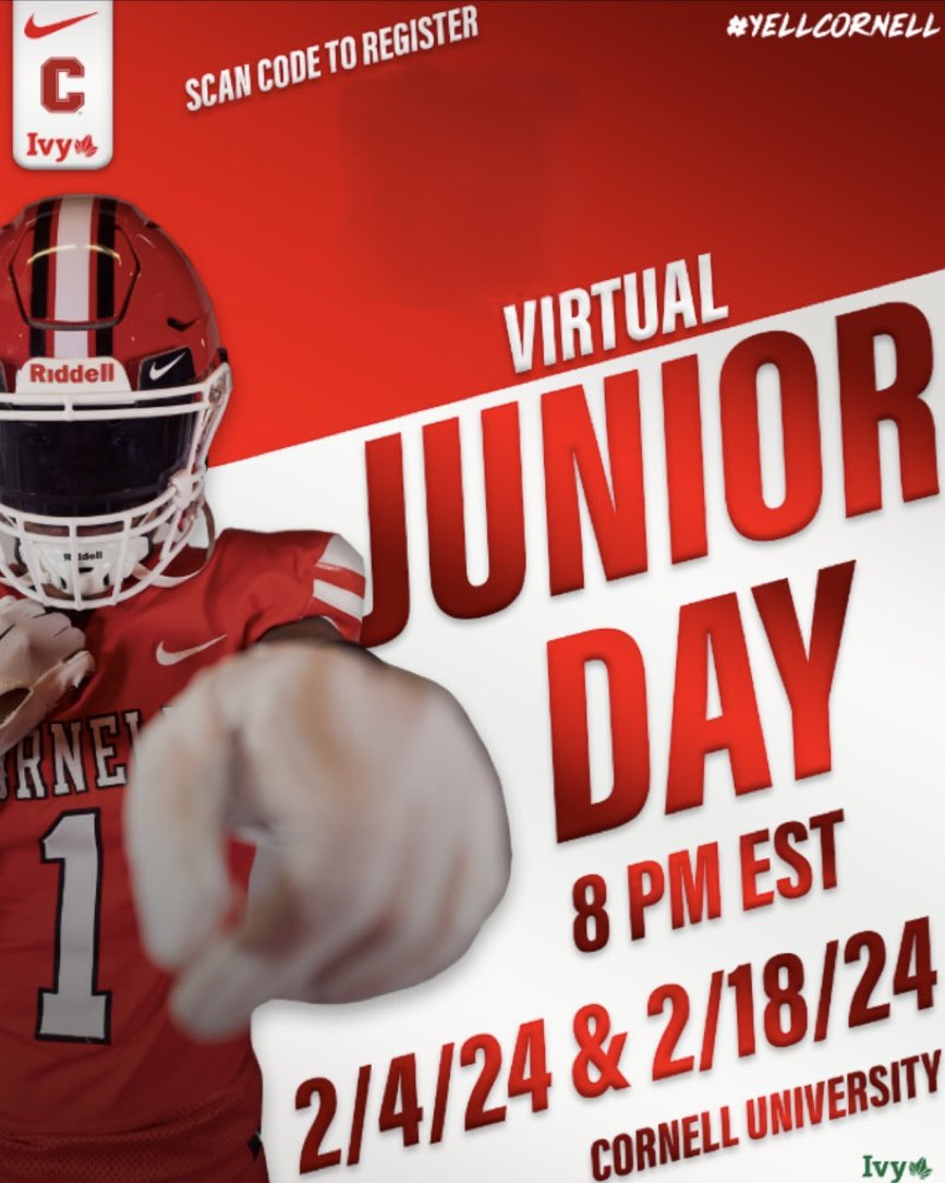 Excited to be attending Cornell’s Virtual Junior Day! Thank you @BlandenCoach for the invite! 🐻🌿 #YellCornell #BigRed #IvyLeague ————— @BigRed_Football @DanSwanstrom @Sean_Reeder @Coach_Hatcher20 @CoachBhakta