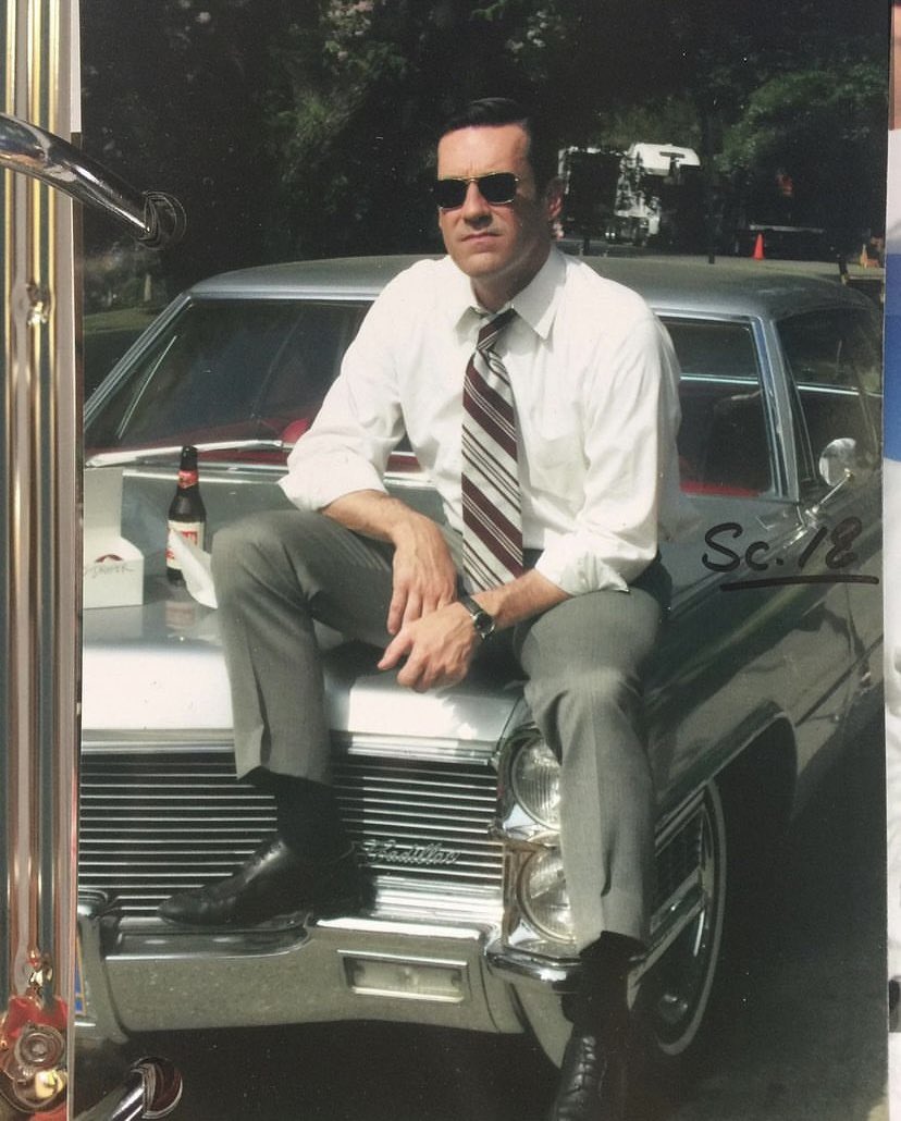 Jon Hamm as Don Draper, on the set of MAD MEN ❤️‍🔥

Source: Janie Bryant
