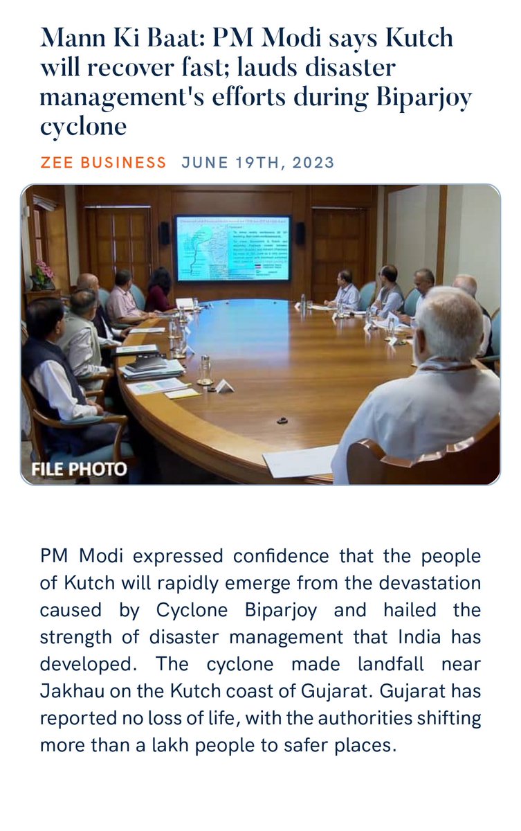 Mann Ki Baat: PM Modi says Kutch will recover fast; lauds disaster management's efforts during Biparjoy cyclone
zeebiz.com/india/news-man… via NaMo App