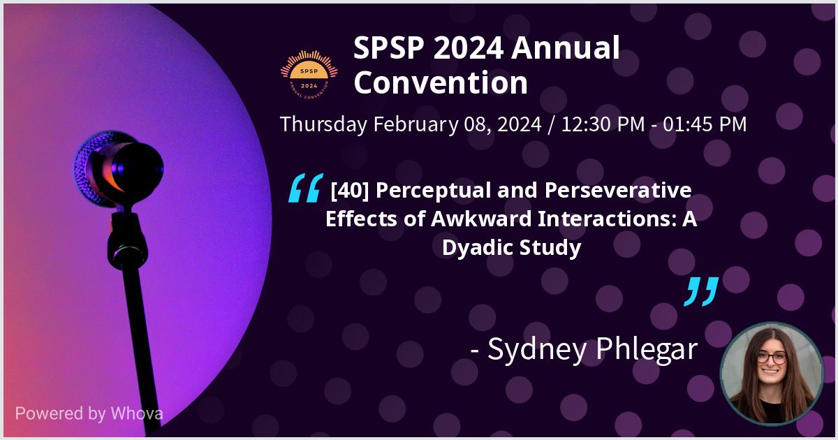Excited to present the findings from my pilot study with @TessaWestNYU on socially awkward encounters at SPSP! Stop by the emotions preconference on 2/8 to learn more about what differentiates perceptions of awkward encounters from those of similar processes.