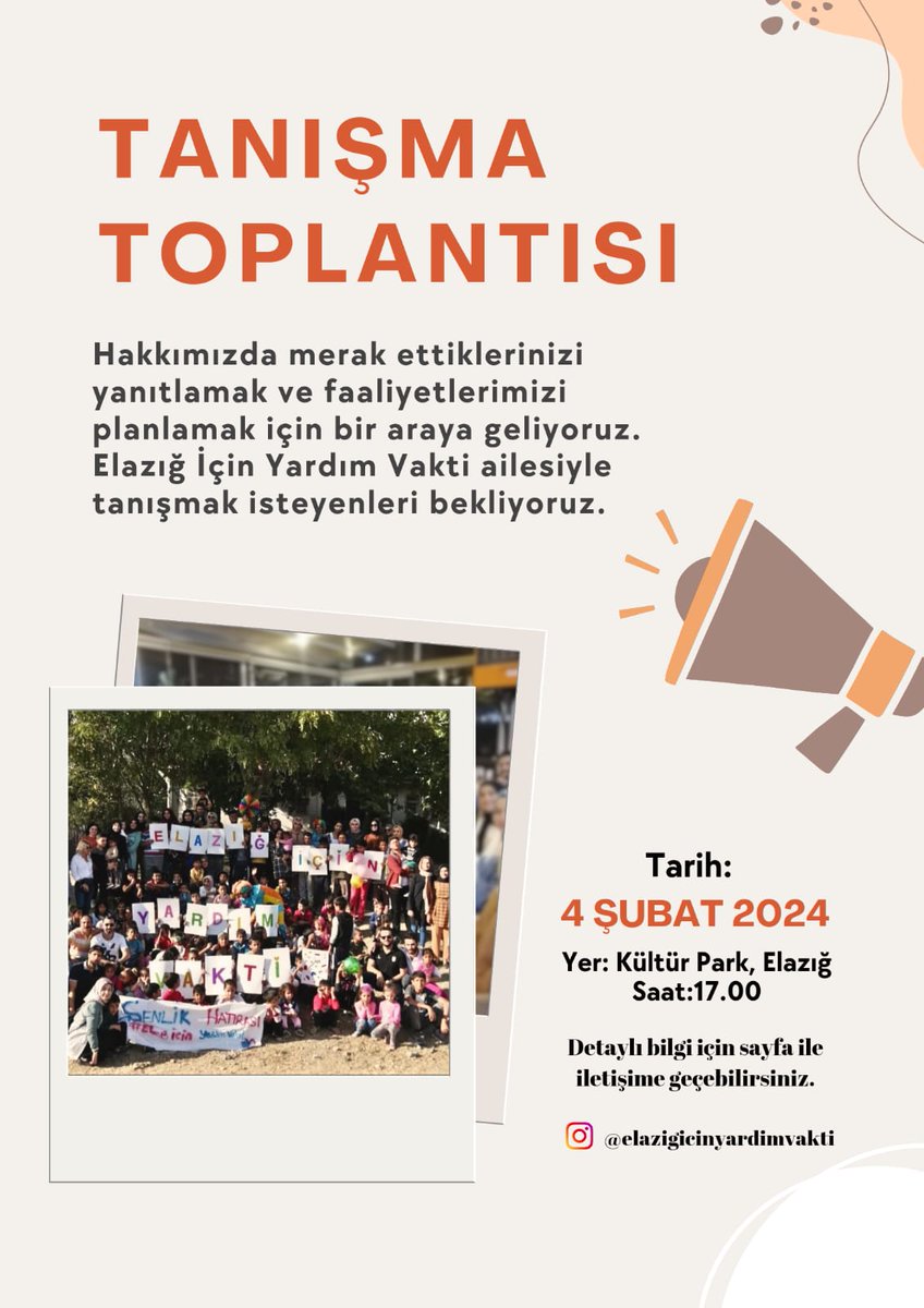 Sizler de bu ailenin bir parçası olmak, tanışmak, grup işleyişi hakkında bilgi edinmek isterseniz yarınki toplantımızda sizleri aramızda görmekten büyük mutluluk duyarız. ✨🥳