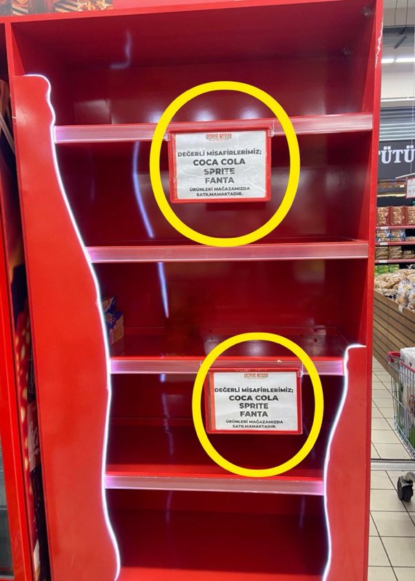misvakcaps's tweet photo. Anpa Gross isimli Marketler zinciri Coca-Cola ürünlerinin satışını durdurdu. 👏

Bu yürekli davranışı için firmayı tebrik eder, ortalıkta kendini "milli" olarak tanımlayan marketlere örnek olması dileğiyle ! https://t.co/HiGu2DszVv
