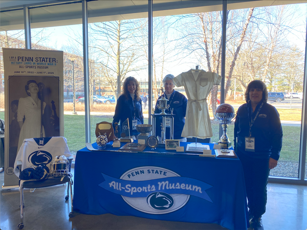 PSUSportsMuseum's tweet photo. Great to be on the concourse at Pegula before today's women's hockey game with some of our artifacts celebrating National Girls and Women in Sports Day!
#PSU #AllSportsMuseum #NittanyLions #PSUProud #NGWSD https://t.co/w1MzOgH3LH