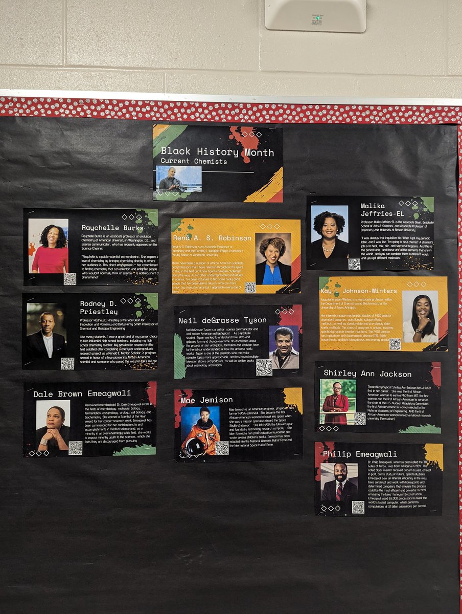 gdc450's tweet photo. Shout out to our Science department for their recognition of current black  chemists and scientists to celebrate Black History Month! #tstl https://t.co/7Wjq8LaofH