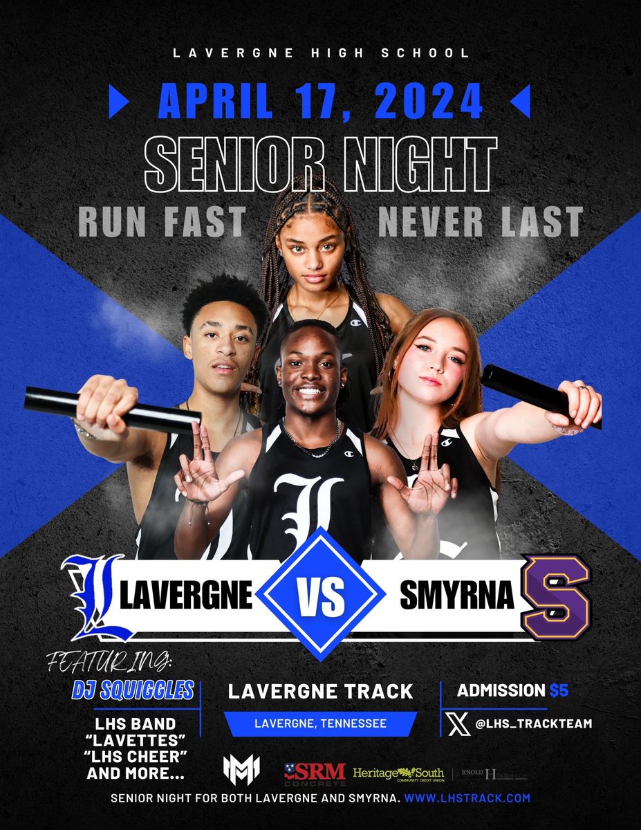 Mark your calendars for this DUAL meet with @TrackSmyrna on April 17,2024! This will be senior night for both teams!! The atmosphere will be electric!!!