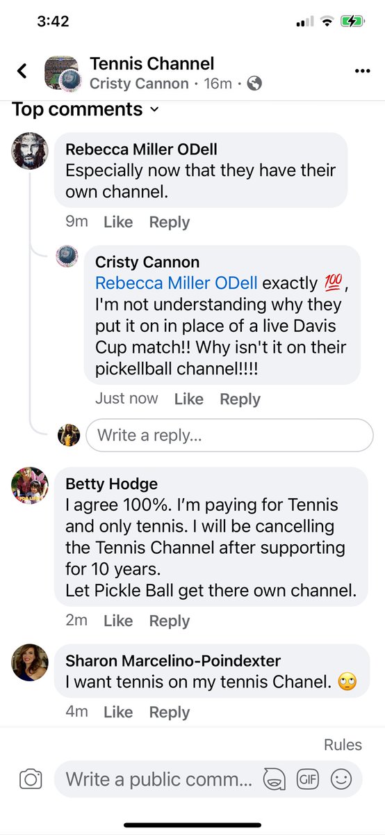 krislovestennis's tweet photo. @Tennis What are you guys doing?? Every time you put pickleball on there is outrage!! Do you care??? Knock it off keep your tennis viewers!! https://t.co/hV3nKqlcuu