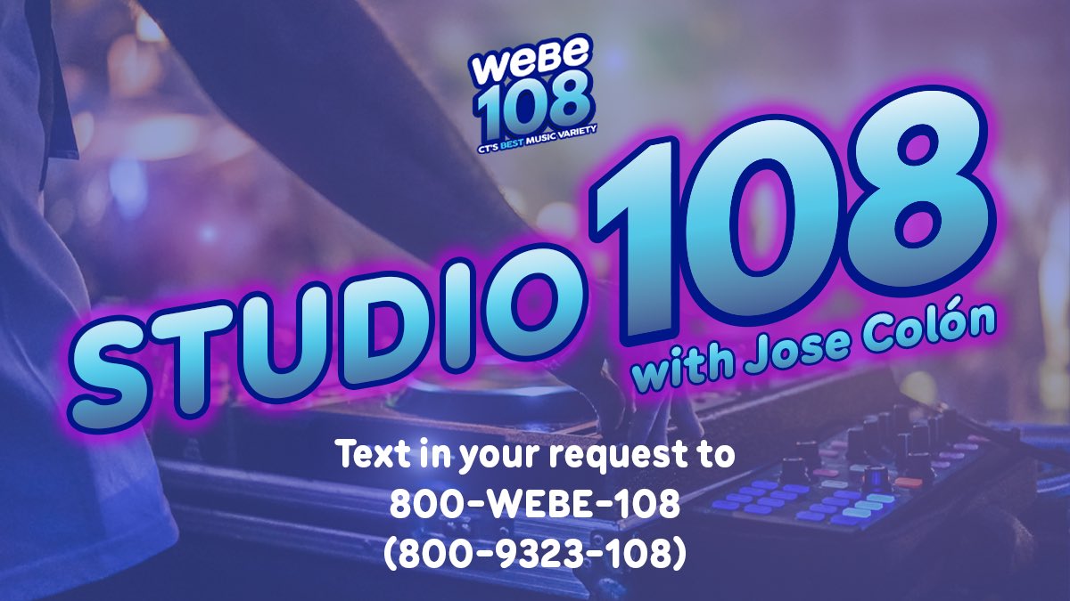 studio108fm's tweet photo. Welcome to another feel good Saturday night as Jose the Party DJ is live behind the microphone spinning your favorites all night long! 🎙️🚨
107.9 FM @WEBE108Radio 📻📡
https://t.co/7bLi3kedGt / WEBE App 💻📱
Request line: 800-WEBE-108 📞📲
#Studio108 🥳🪩 https://t.co/PcnOjdMtG1