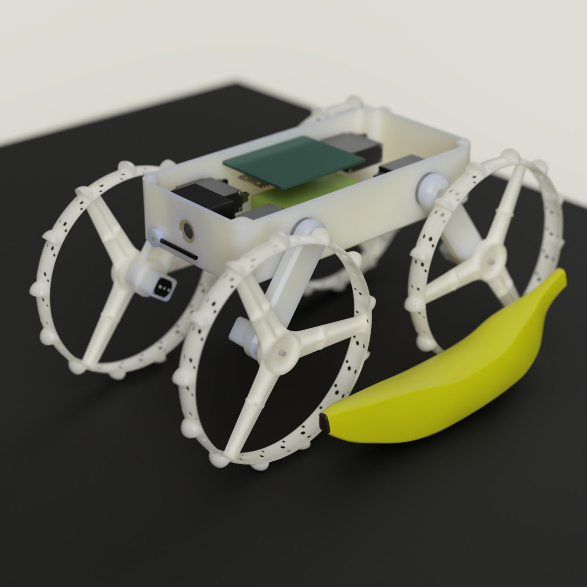 Your Pi Pico Simply Robotics board is going to become a sweet lunar rover soon. It is the perfect board. Added banana for scale.  <a href="/Kitronik/">Kitronik</a>   pishop.us/product/kitron…