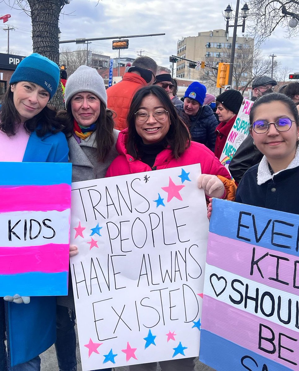 HMcPhersonNDP's tweet photo. So proud to be part of a community that showed up today to protect kids, to fight hate, to ensure everyone has the right to be who they choose. 🩵🤍🩷

When the human rights of anyone are attacked, we all need to fight back.  
#transrightsarehumanrights🏳️‍⚧️ https://t.co/fzn24gzX3O