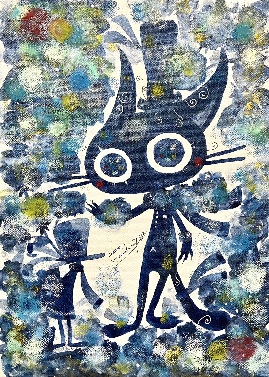 「【告知】2/1-28まで、TSUTAYABOOKSSTORE 岡山駅前展様の開催」|ほんだ猫 (不思議風景と猫を描くぶるべり)のイラスト