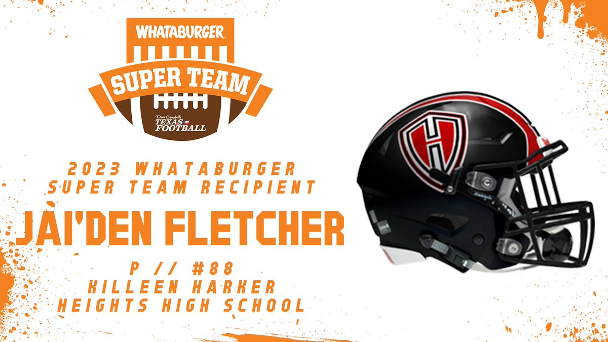 Congrats to Killeen Harker Heights P Jai'den Fletcher on being named to the 2023 @Whataburger Super Team! 🍔: texasfootball.com/whataburger-su… @JaiFletcher24 | @MarkHum7 | @HHKnights_FB | @RecruitHeights | @dctf | #WhataSuperTeam #Whataburger #txhsfb