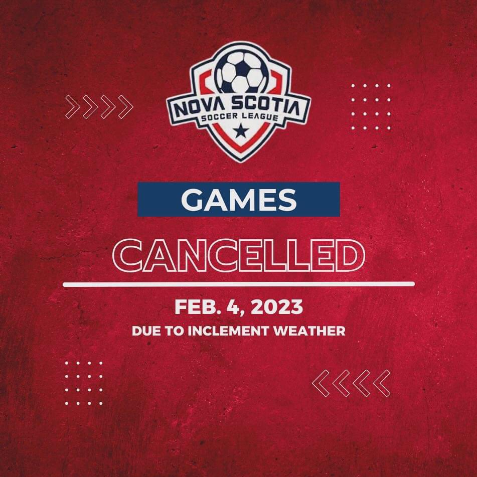 Due to the continued risks associated with the current winter weather and in the interest of safety for all involved, the NSSL has cancelled all divisions for tomorrow, Sunday, February 4th