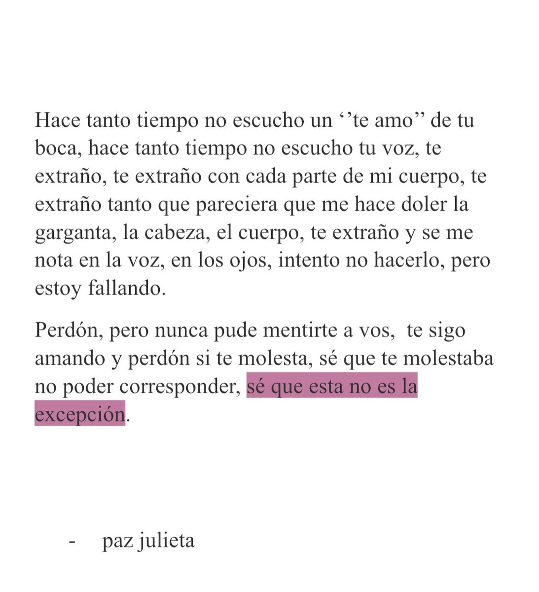 “Te extraño tanto (que duele)”