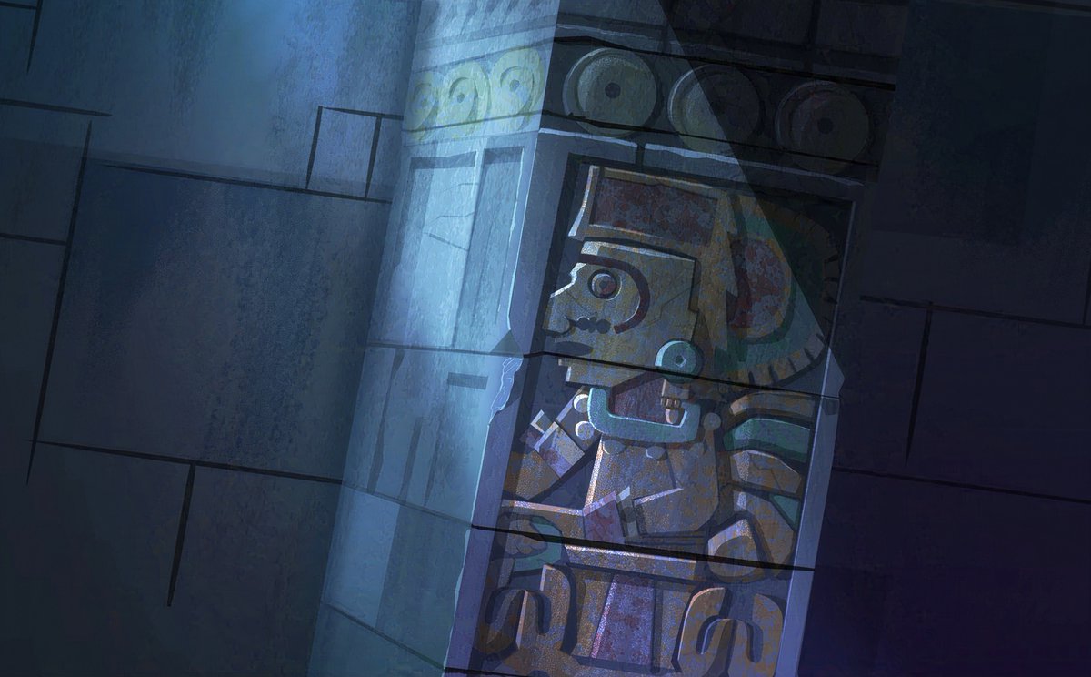 Hoekstra_art's tweet photo. A statue on a wall I painted for Victor and Valentino Art Director: Barry Jackson
#visdev #art #artwork #victorandvalentino #wacomartist #painting #hoekstraart #backgroundart #barryjacksonartist #cartoonnetwork #cartoon #aztec #aztecgod #aztecgods #méxico #mexico #temple https://t.co/a6kNNYiJFV
